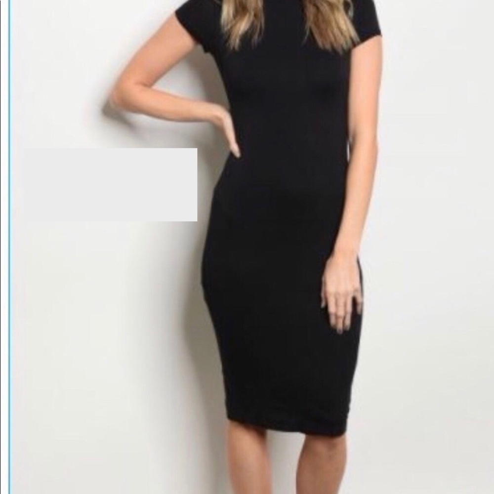 Stretchy Material Black Dress
